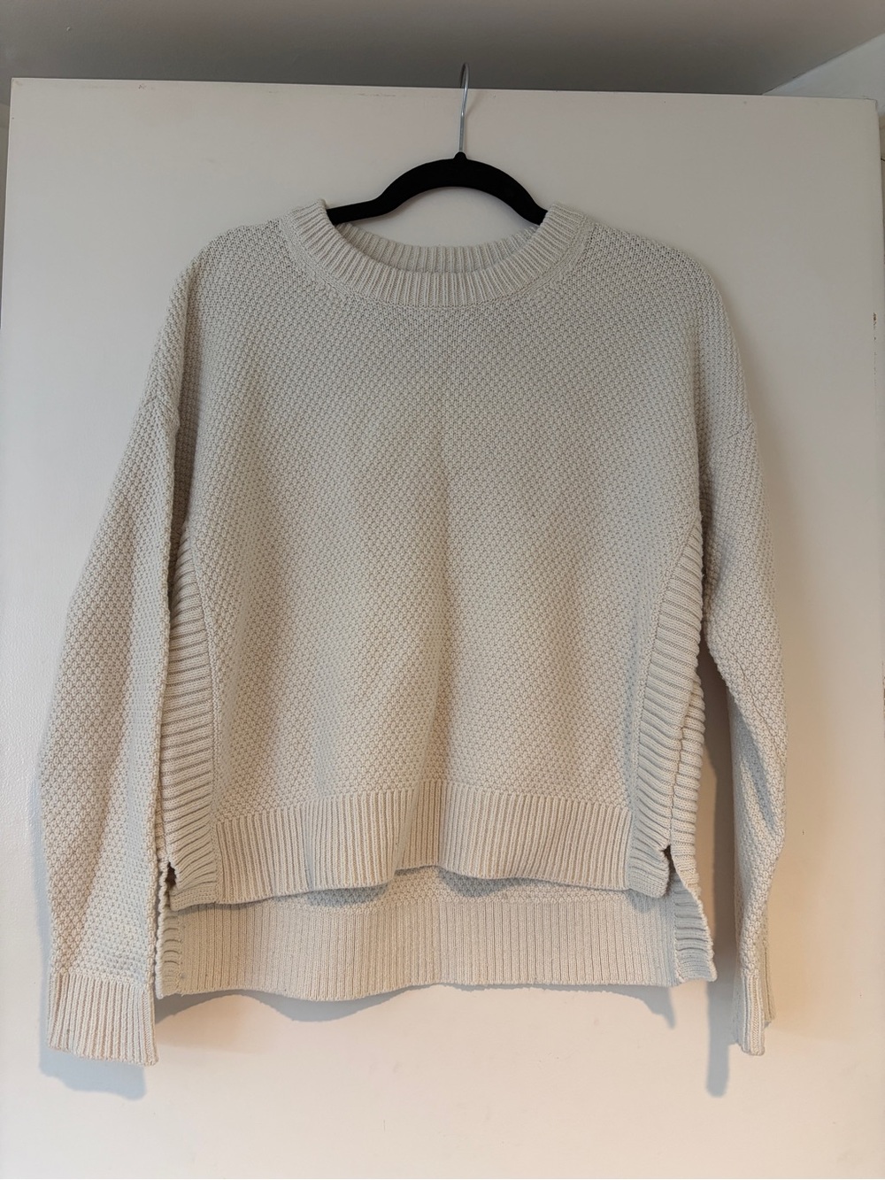 Madewell Cream Textured Crewneck Sweater